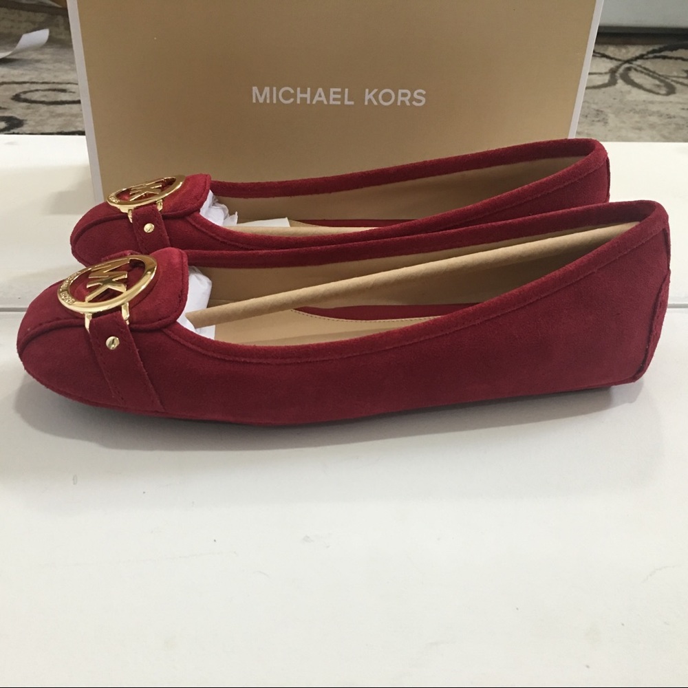 Michael Kors Fulton Moc Flats, Cherry Suede 8M